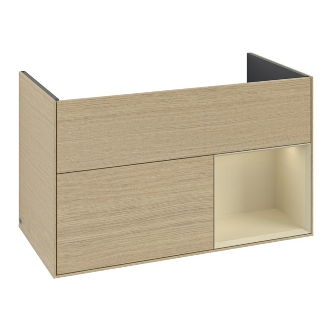 V&B Meuble sous lavabo Finion Reg re si Gris Mat Laqué, Placage Chêne