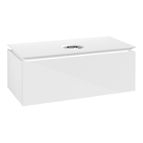V&B Meuble sous lavabo Legato 100x38x50cm, EV centré, Blanc brillant