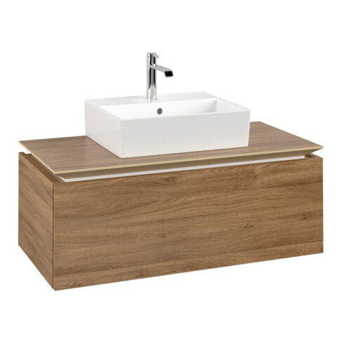 V&B Meuble sous lavabo Legato 100x38x50cm, vasque centrale, chêne Kansas
