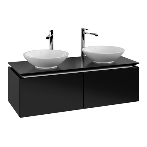 V&B Meuble sous-lavabo Legato 120x38x50cm, 2 tiroirs, laque mate noire