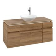 V&B Meuble sous lavabo Legato 120x55x50 cm, bonde centrale, chêne Kansas