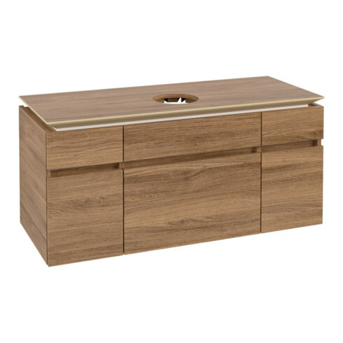 V&B Meuble sous lavabo Legato 120x55x50 cm, bonde centrale, chêne Kansas