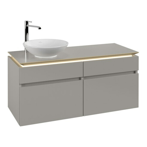 V&B Meuble sous lavabo Legato 120x55x50cm, lavabo à gauche, avec LED, gris