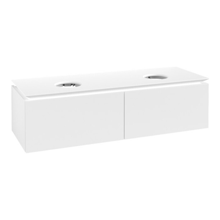 V&B Meuble sous-lavabo Legato 140x38x50cm, pour 2 lavabos, Blanc Mat