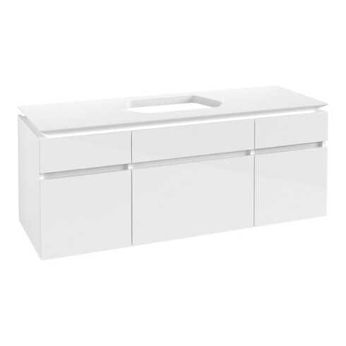 V&B Meuble sous-lavabo Legato 140x55x50 cm, vasque centrale, blanc brillant