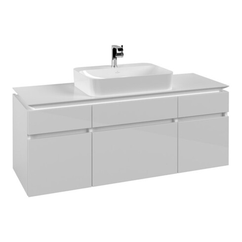 V&B Meuble sous-lavabo Legato 140x55x50 cm, vasque centrale, blanc brillant