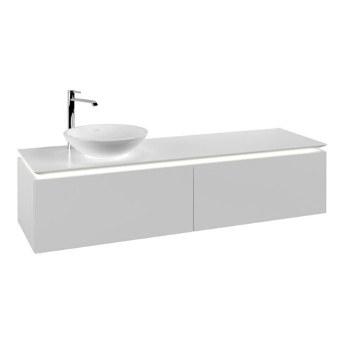 V&B Meuble sous lavabo Legato 160x38x50 cm, côté gauche, avec LED, blanc mat