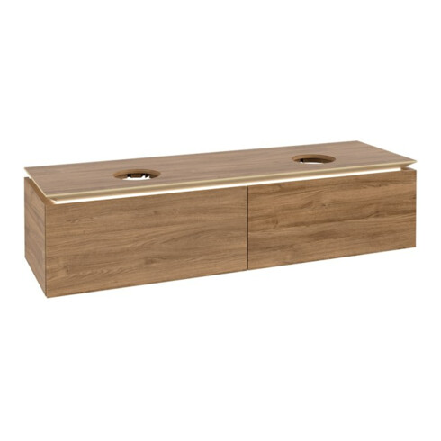 V&B Meuble sous lavabo Legato 160x38x50cm, pour 2 lavabos, LED, Kan Oa
