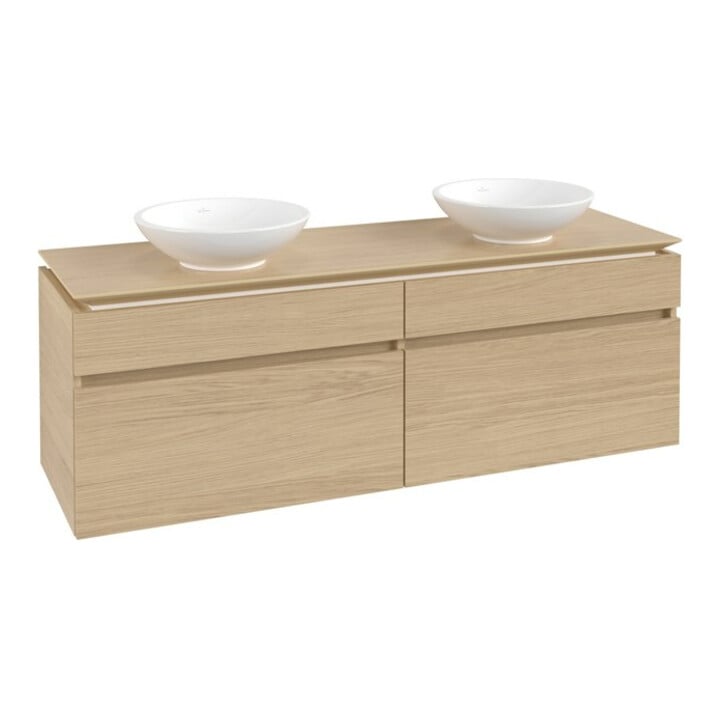 V&B Meuble sous lavabo Legato 160x55x50cm, pour 2 lavabos, Chêne Nordic