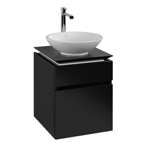 V&B Meuble sous lavabo Legato 45x55x50 cm, vasque centrale, laque noire mate
