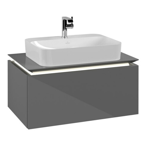 V&B Meuble sous-lavabo Legato 80x38x50 cm, avec LED, couleur glo Gr