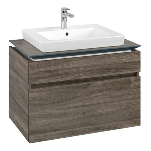 V&B Meuble sous lavabo Legato 80x55x50cm, lavabo centré, chêne pierre
