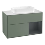 V&B Meuble sous lavabo Plan de toilette blanc avec Finion 100x60,3 cm, Rg r md b m Lac, Oli. m Lac