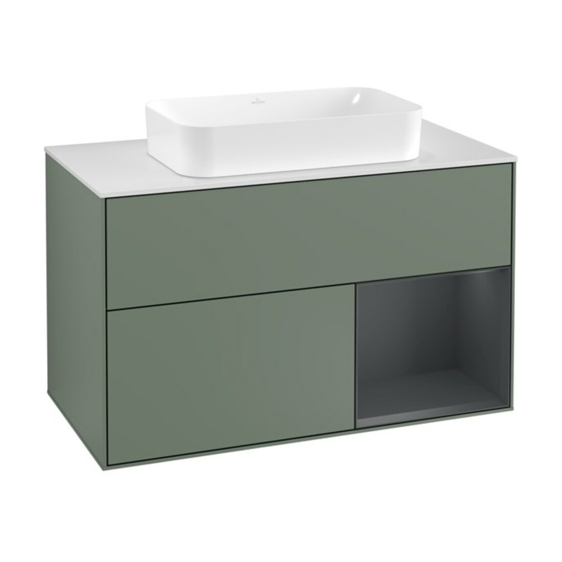 V&B Meuble sous lavabo Plan de toilette blanc avec Finion 100x60,3 cm, Rg r md b m Lac, Oli. m Lac