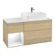 V&B Meuble sous lavabo Plan de toilette Gl. blanc avec Finion 120 cm, Tiroir gauche blanc brillant, placage chêne-1