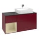 V&B Meuble sous lavabo Plaque de couverture bleu brillant Finion 120 cm, étagère gauche, largeur moyenne, laque, Peony mat-1