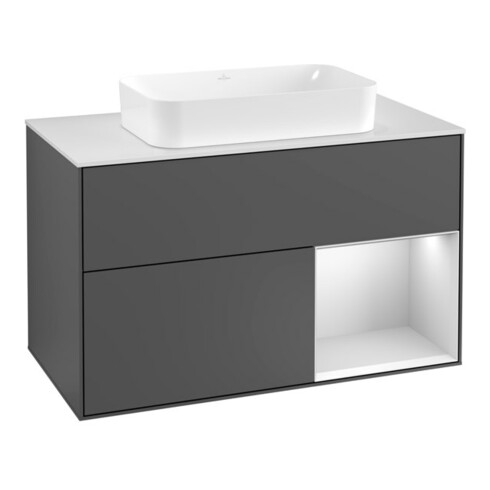 V&B Meuble sous-lavabo Plaque de recouvrement bl. avec Finion 100x60,3cm, étag. dr. bl. avec Lac, Anthracite m