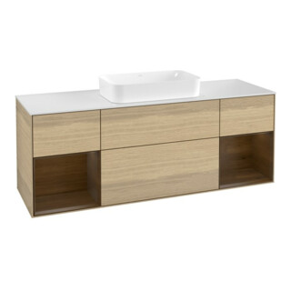V&B Meuble sous-lavabo Plaque de recouvrement bl. avec Finion 160x60cm, Noyer et Chêne placage