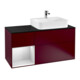 V&B Meuble sous lavabo Plaque de recouvrement bleu brillant avec Finion 120 cm, étagère gauche blanc laqué, Pivoine mat-1