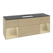 V&B Meuble sous lavabo Plaque de recouvrement bleu m Finion 160x60 cm, étagère si Gr m Lac, placage chêne