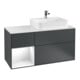 V&B Meuble sous lavabo Plaque recouvrement Gl. blanc avec Finion 120cm, étagère gauche blanc brillant, médium bleu mat-1