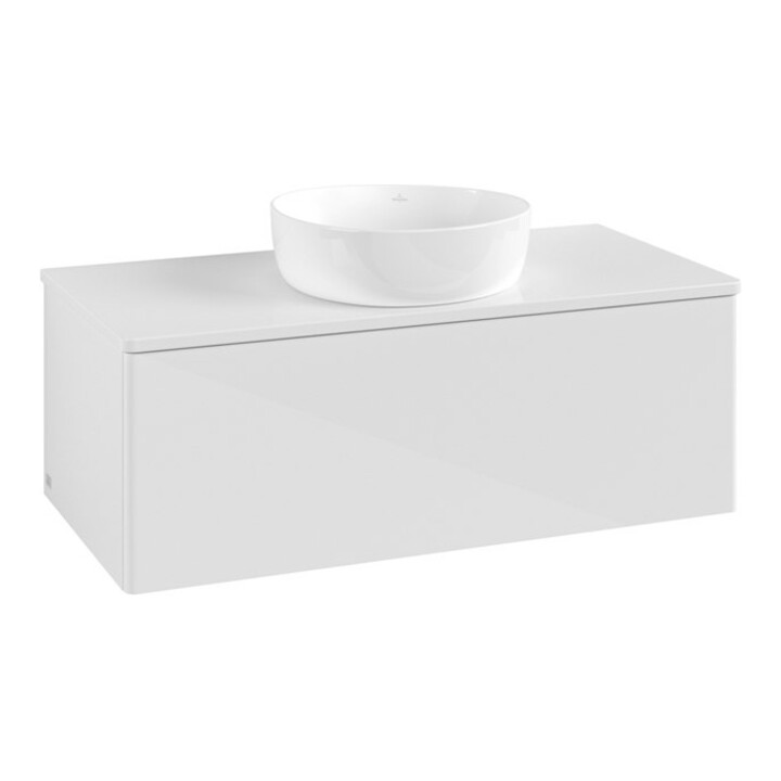 V&B Meuble sous-lavabo sans structure de façade Antao 100x36x50cm, couleur WBP Lac, blanc brillant Lac