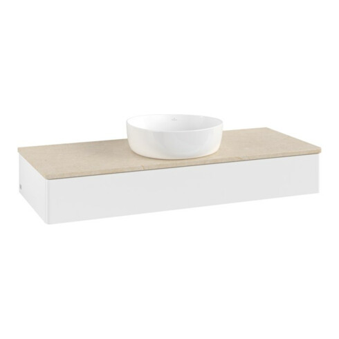 V&B Meuble sous lavabo sans structure de façade Antao 120x19x50 cm, couleur WBP botti, blanc mat Lac