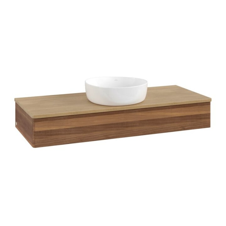 V&B Meuble sous lavabo sans structure de façade Antao 120x19x50cm, couleur WBP hon. Oa, blanc wal