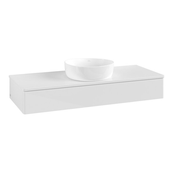 V&B Meuble sous-lavabo sans structure de façade Antao 120x19x50cm, couleur WBP Lac, blanc brillant Lac