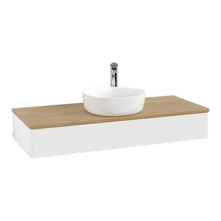 V&B Meuble sous lavabo sans structure de façade Antao 120x19x50cm, HL, WBP hon. Oa, blanc avec Lac