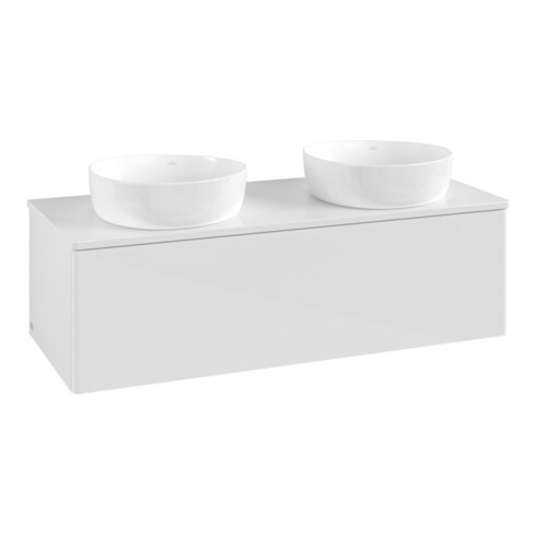 V&B Meuble sous lavabo sans structure de façade Antao 120x36x50 cm, couleur WBP Lac, blanc brillant Lac