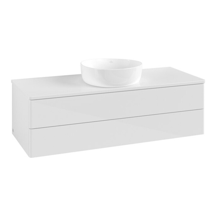 V&B Meuble sous lavabo sans structure de façade Antao 120x36x50cm, couleur WBP Lac, blanc brillant Lac