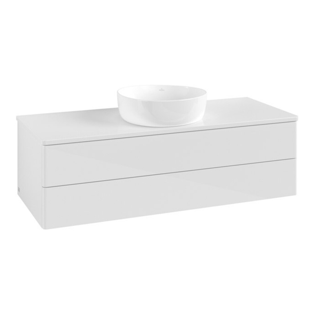 V&B Meuble sous lavabo sans structure de façade Antao 120x36x50cm, couleur WBP Lac, blanc brillant Lac