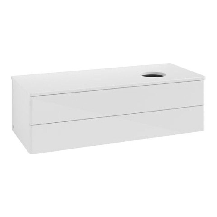 V&B Meuble sous-lavabo sans structure de façade Antao 120x36x50cm, couleur WBP Lac, blanc brillant Lac