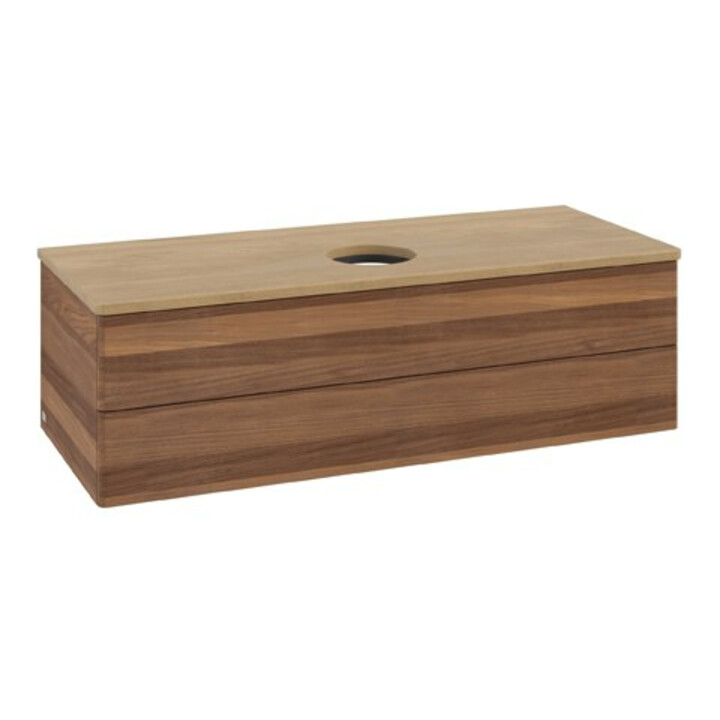V&B Meuble sous lavabo sans structure de façade Antao 120x36x50cm, couleur WBP miel, blanc wal