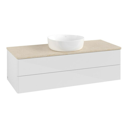 V&B Meuble sous lavabo sans structure de façade Antao 120x36x50cm, WBP botti., blanc brillant Lac