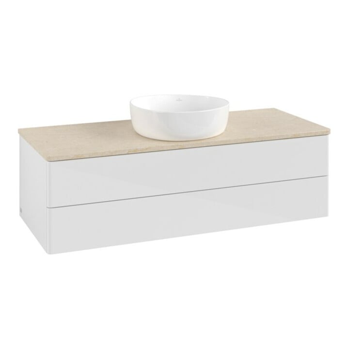 V&B Meuble sous lavabo sans structure de façade Antao 120x36x50cm, WBP botti., blanc brillant Lac