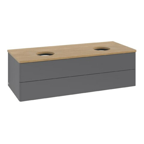 V&B Meuble sous lavabo sans structure de façade Antao 120x36x50cm, WBP chêne, Anthracite avec Lac