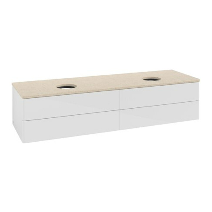 V&B Meuble sous lavabo sans structure de façade Antao 160x50 cm, couleur WBP botti., blanc brillant Lac