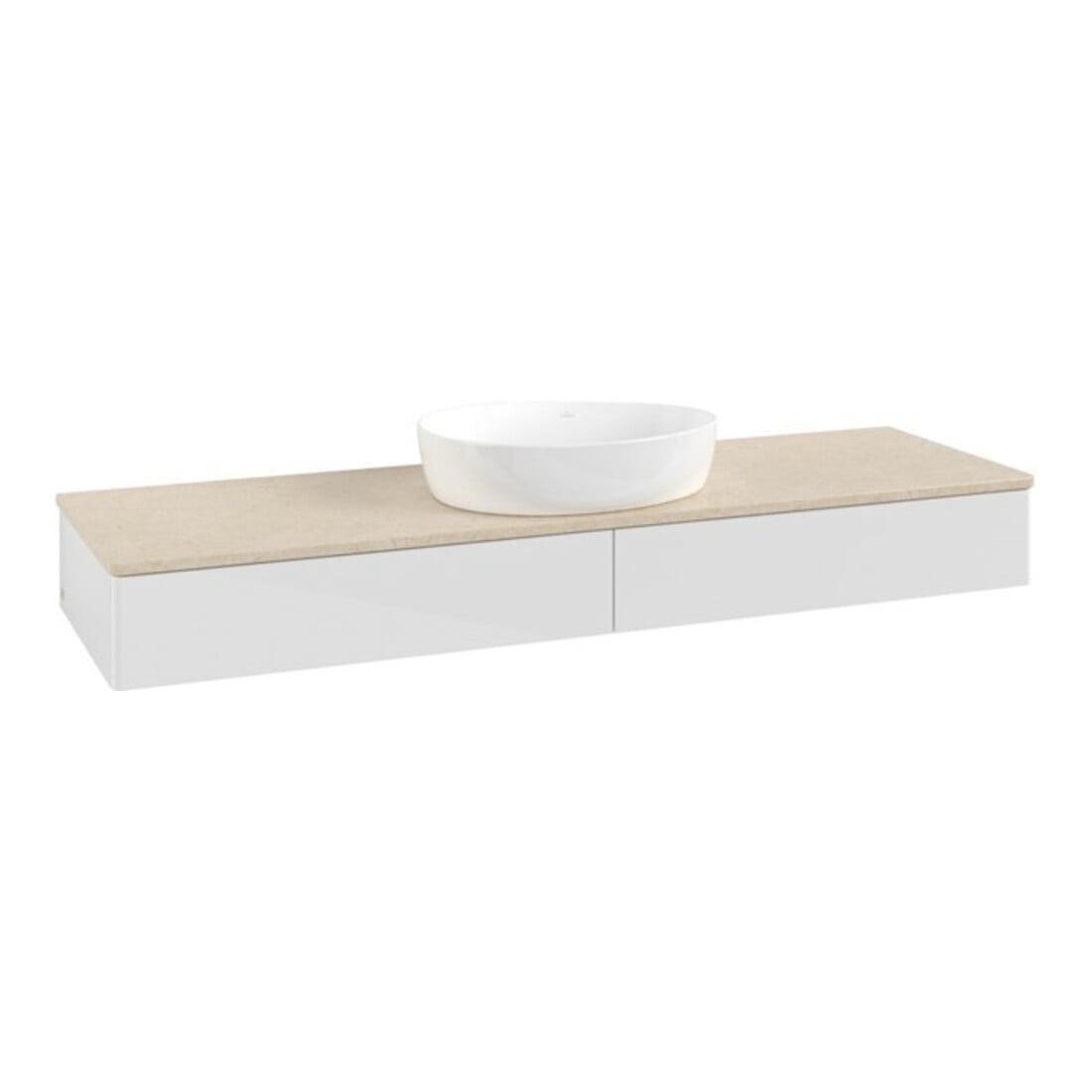 V&B Meuble sous lavabo sans structure de façade Antao 160x50 cm, couleur WBP botti., blanc brillant Lac