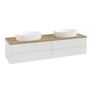 V&B Meuble sous lavabo sans structure de façade Antao 160x50 cm, couleur WBP miel, blanc brillant Lac