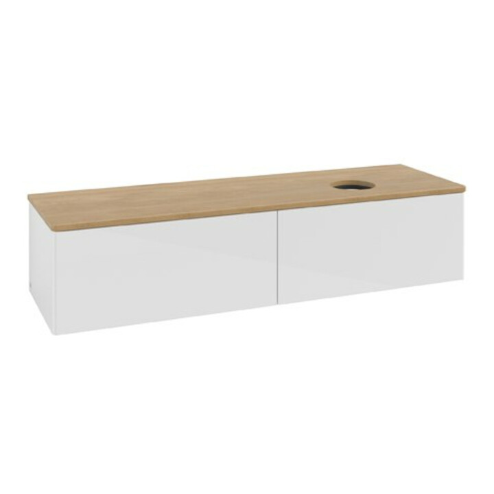 V&B Meuble sous lavabo sans structure de façade Antao 160x50 cm, couleur WBP miel, blanc brillant Lac