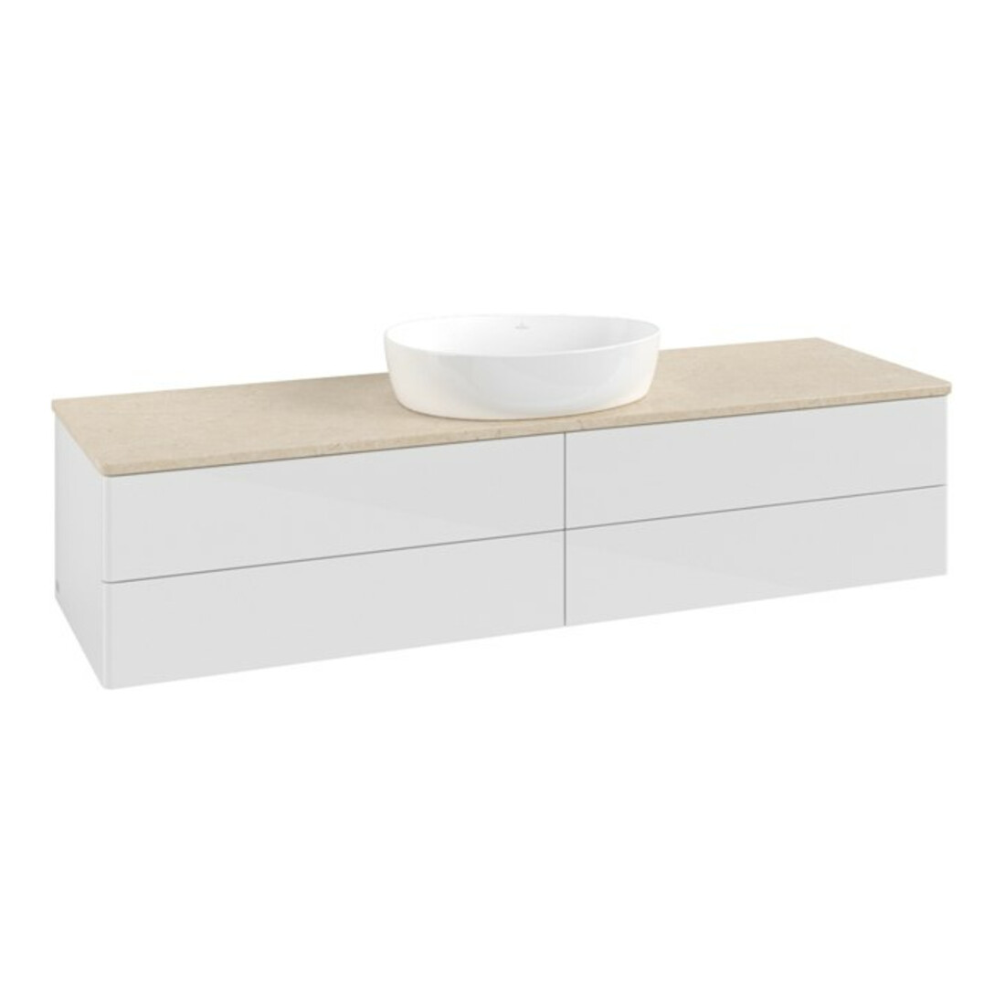 V&B Meuble sous lavabo sans structure de façade Antao 160x50cm, couleur WBP botti., blanc brillant Lac