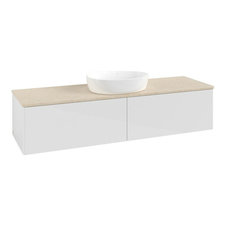 V&B Meuble sous lavabo sans structure de façade Antao 160x50cm, couleur WBP botti., blanc brillant Lac