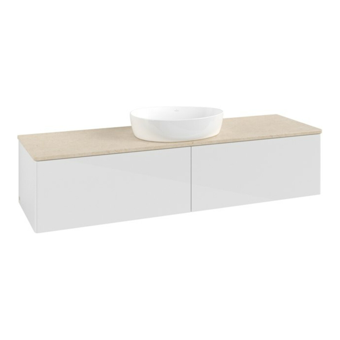 V&B Meuble sous lavabo sans structure de façade Antao 160x50cm, couleur WBP botti., blanc brillant Lac
