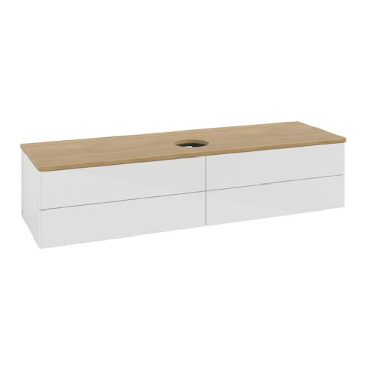 V&B Meuble sous lavabo sans structure de façade Antao 160x50cm, couleur WBP miel Oa, blanc brillant Lac