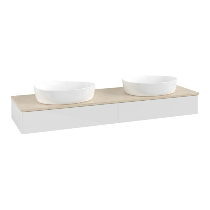 V&B Meuble sous lavabo sans structure de façade Antao 160x50cm, couleur WTP botti., blanc brillant Lac