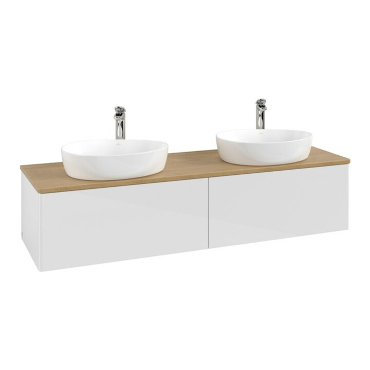 V&B Meuble sous lavabo sans structure de façade Antao 160x50cm, HL, WBP hon. Oa, blanc brillant Lac