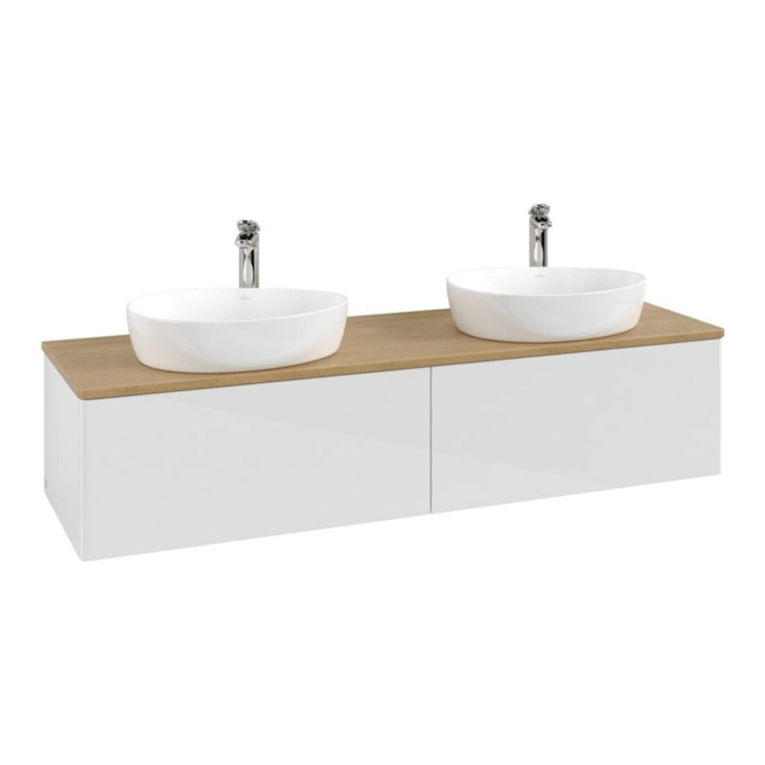V&B Meuble sous lavabo sans structure de façade Antao 160x50cm, HL, WBP hon. Oa, blanc brillant Lac