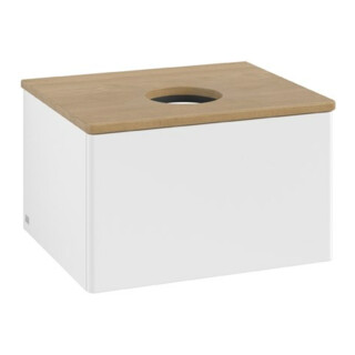 V&B Meuble sous lavabo sans structure de façade Antao 60x36x50cm, couleur WBP hon. Oa, blanc mat Lac